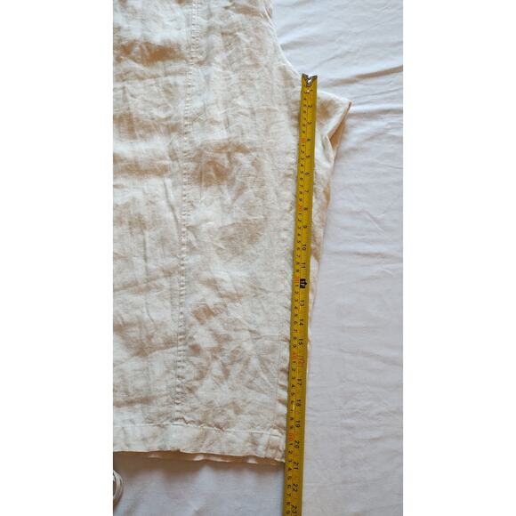 NWT JM Collection Womens 20w Ivory pants 100% Linen Wide Leg Lagenlook Capri - Picture 15 of 16
